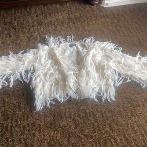White fuzzy cardigan size medium